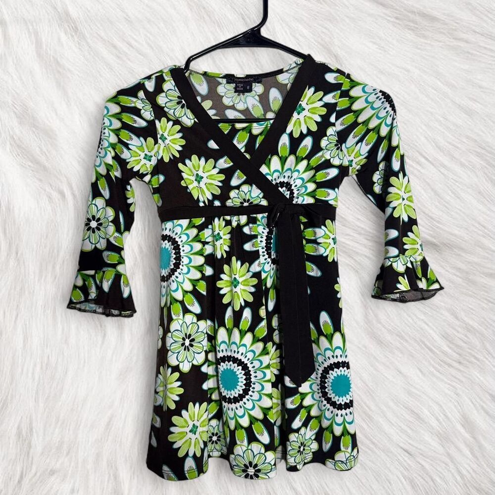 My Michelle Y2K kids green floral babydoll dress cottagecore biker coquette
